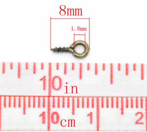 10 stuks schroefjes met oog brons