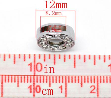 1x Sliderkraaltje donker zilver/strass