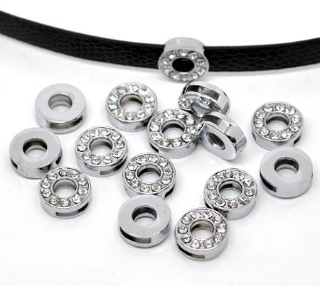 1x Sliderkraaltje donker zilver/strass