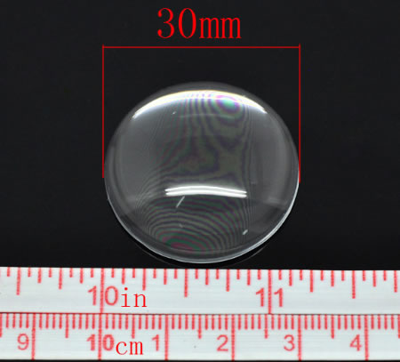 1 stuks glazen cabochon 30 mm
