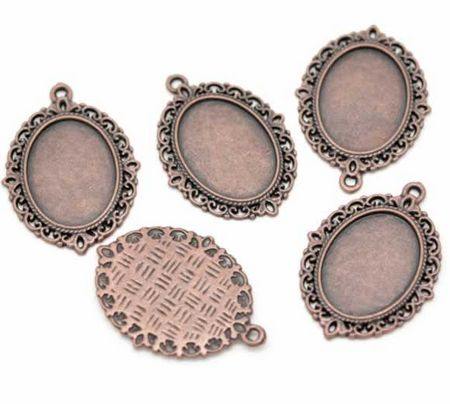 1x Cabochon Hanger Rood Koper