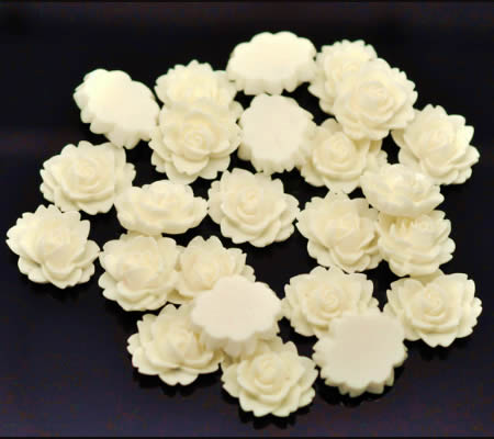 1 stuks kunsthars roosje Gebroken Wit /Ivoor