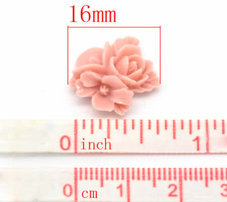 1x cabochon bloem Oud Roze