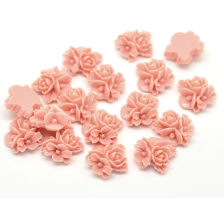 1x cabochon bloem Oud Roze