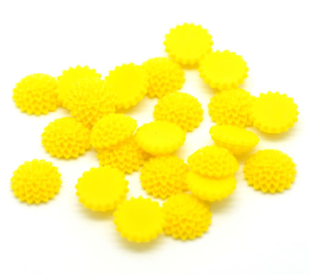 Cabochon chrysant Geel 15 mm