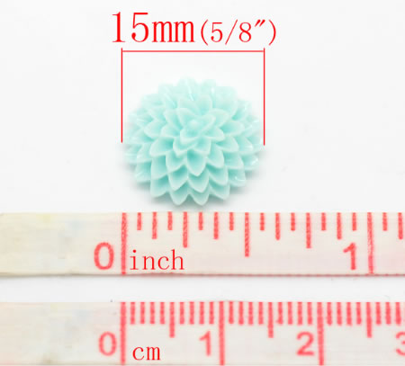 Cabochon chrysant Licht Turquoise