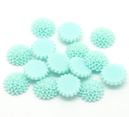 Cabochon chrysant Licht Turquoise