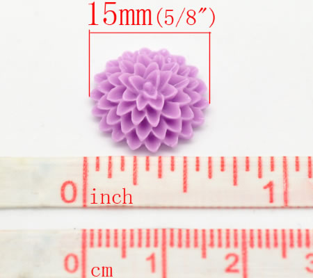 Cabochon chrysant Lila 15mm