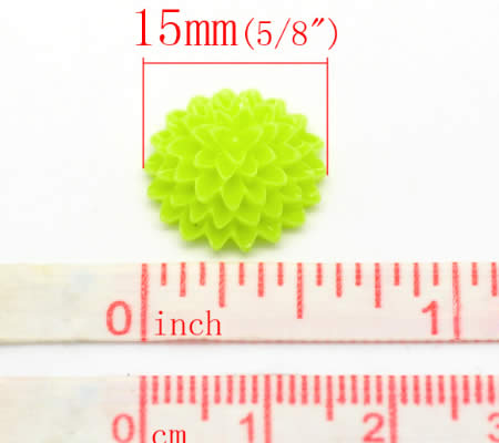 Cabochon chrysant Lime Groen 15mm