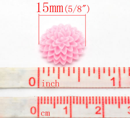 Cabochon chrysant Roze 15mm