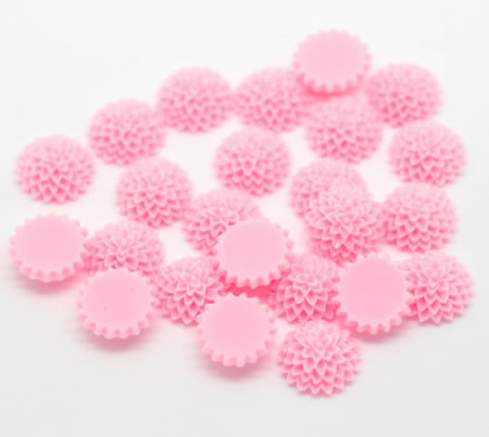 Cabochon chrysant Roze 15mm