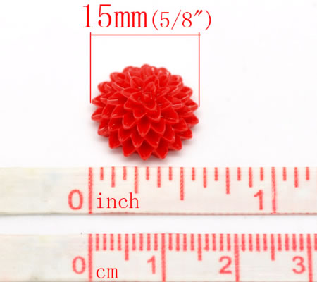 Cabochon chrysant rood