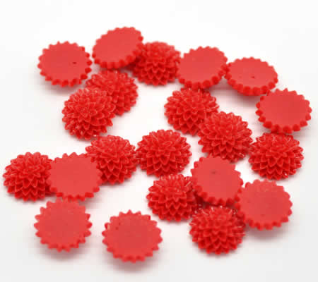 Cabochon chrysant rood