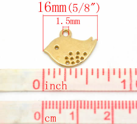 1x bedeltje vogeltje / Goudkleurig