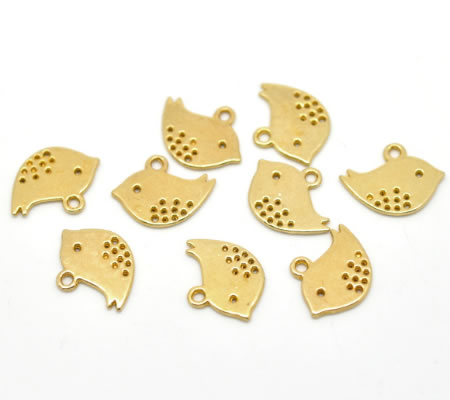 1x bedeltje vogeltje / Goudkleurig