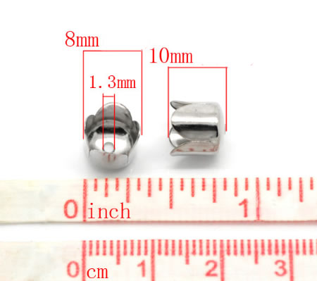 4x Kapjes Donker zilver 8 mm