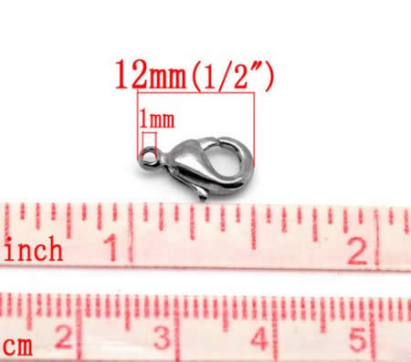 10 stuks Lobster slotjes Donker grijs 12 x 7 mm