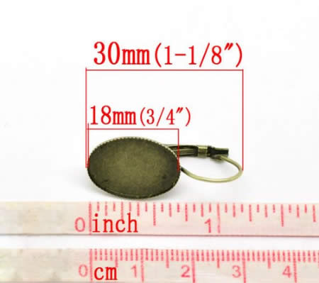 1 Paar Licht Zilveren cabochon oorbellen