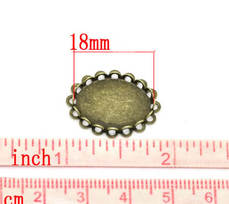 1x cabochonhoudertje Brons Ovaal