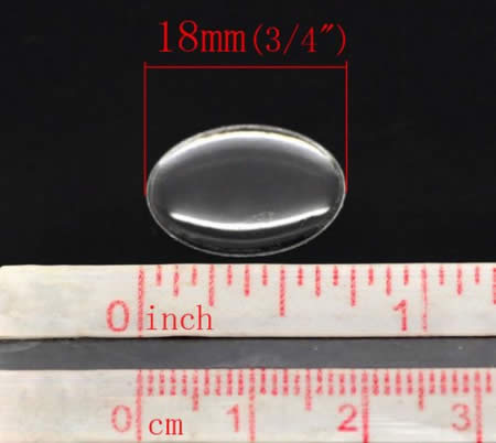 1 stuks transparant hars sticker ovaal 13 x 18 mm