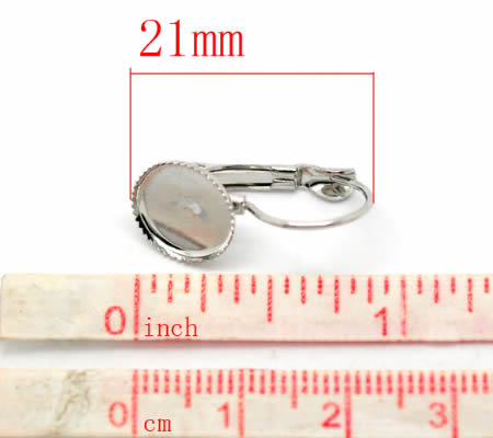 1 Paar oorbelhaakjes cabochon plakvlak donker zilver