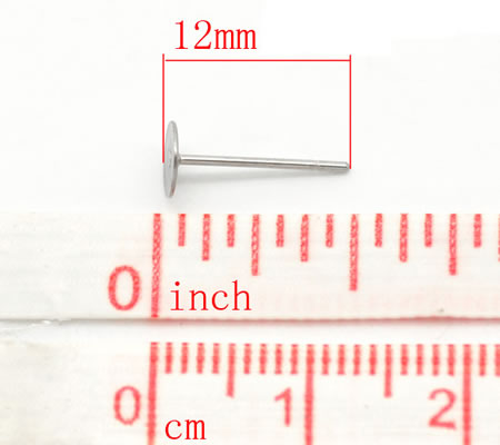 12 paar Oorbel stekertjes met plakvlak RVS (304)