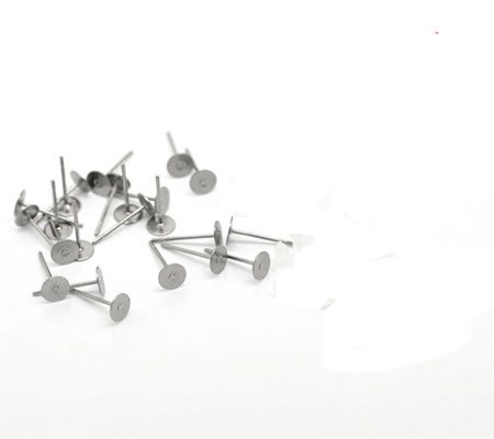 12 paar Oorbel stekertjes met plakvlak RVS (304)