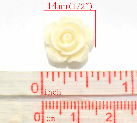 1x Cabochon Roosje Grijs Rond