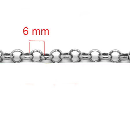 50 cm Donker Zilveren Ketting Rond