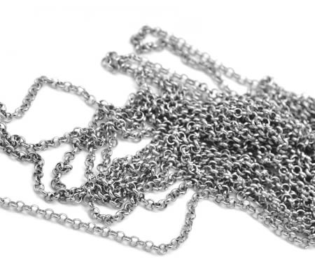 50 cm Donker Zilveren Ketting Rond