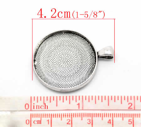 Cabochonhanger 25 mm DonkerZilver