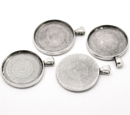 Cabochonhanger 25 mm DonkerZilver