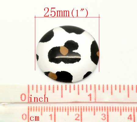 Glazen cabochon Zwart/Wit/Bruin