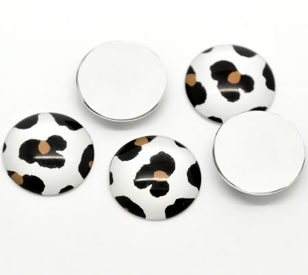 Glazen cabochon Zwart/Wit/Bruin