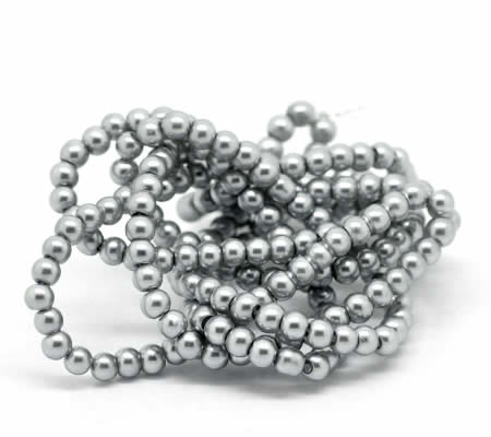 Snoertje Glasparel 4 mm Zilver Grijs