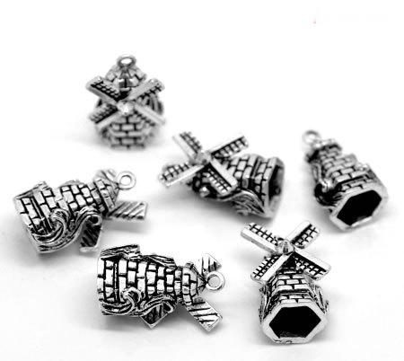 1x Bedel Molen Donker Zilver 3D