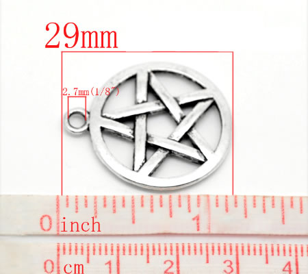 1x Bedel Pentagram Donker Zilver