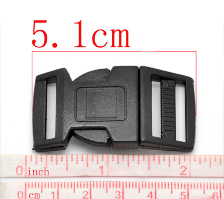 1x Kunststof Survival Buckle Zwart  51 mm