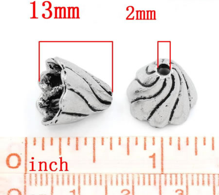 2x Kapjes Donker zilver 12 x 13 mm