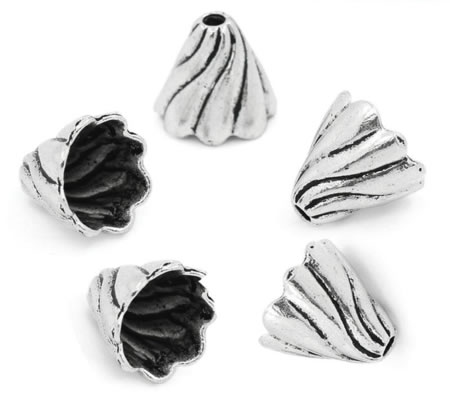 2x Kapjes Donker zilver 12 x 13 mm