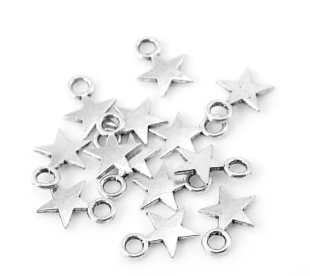 20 stuks mini bedeltjes Donker Zilver 11 x 9 mm