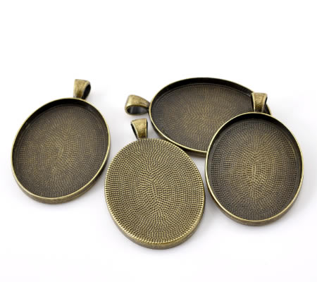 Cabochonhanger Brons 30 x 40 mm Ovaal