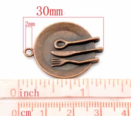 1x Bord en Bestek Roodkoper