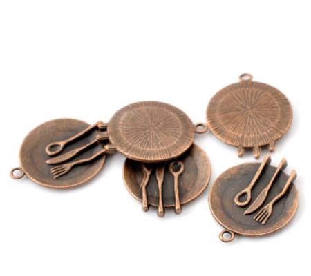 1x Bord en Bestek Roodkoper