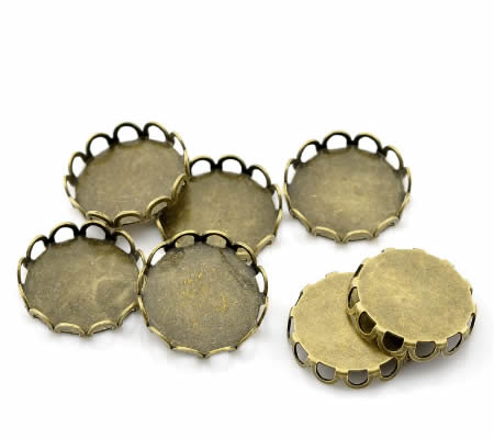 1x Cabochon setting Brons rond