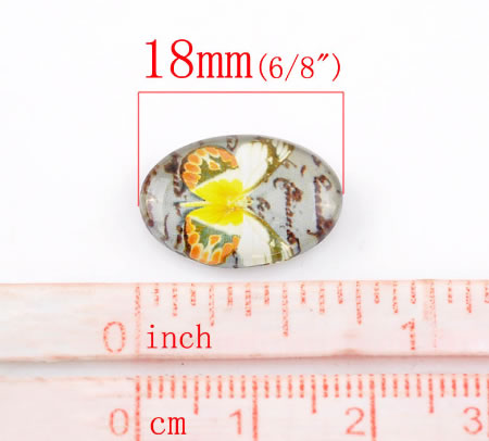 1x Glazen Cabochon Vlinder