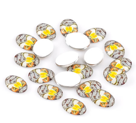 1x Glazen Cabochon Vlinder