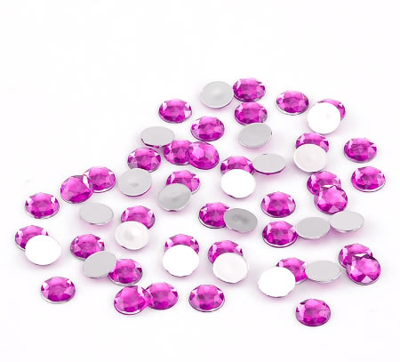 1x Acryl Cabochon Facet Fuchsia