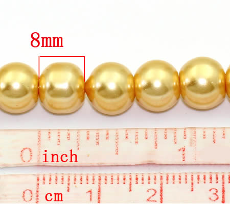 Snoertje Glasparel 8 mm Geel/Goud