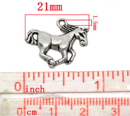 1x Paard Bedeltje Donker Zilver